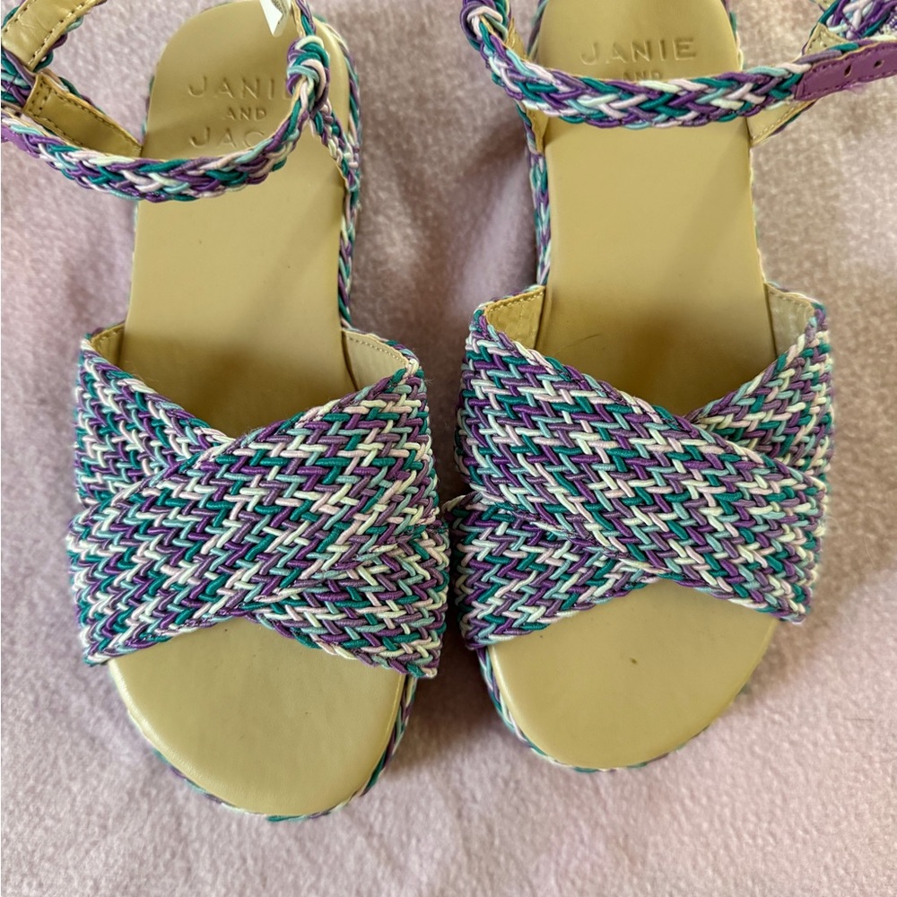 Janie and Jack Multicolor Braided Strap Sandals - Purple, Teal, White